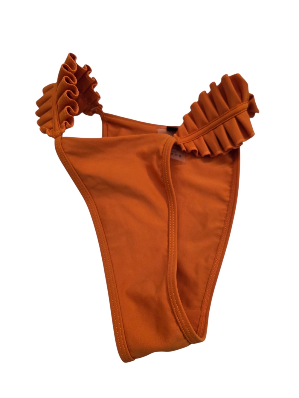 Andrea Iyamah Orange Ruffle-Strap bottom bikini